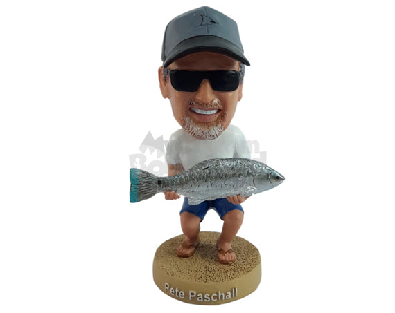 Custom Bobblehead Great dude holding beautiful fish as a prize - Sports & Hobbies Fishing Personalized Bobblehead & Action Figure Custom Bobblehead Great dude holding beautiful fish as a prize - Sports & Hobbies Fishing Personalized Bobblehead & Action Figure